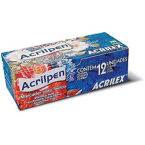 Caneta para Tecido Vermelho Fogo Acrilpen CX.C/12