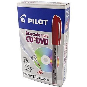 Caneta para CD 1.0MM Ponta Fina Vermelho CX.C/12