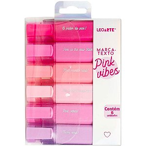 Caneta Marca Texto PINK Vibes 6 Cores Estojo