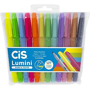 Caneta Marca Texto CIS Lumini 12 Cores Blister Blister