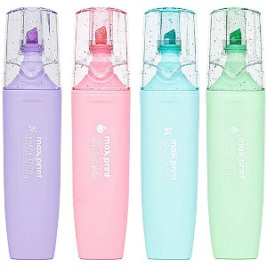 Caneta Marca Texto 4 Cores Glitter com Cheirinho Estojo