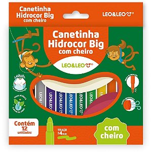 Caneta Hidrografica Jumbo Leo e Leo BIG C/AROMA 12 Core Estojo