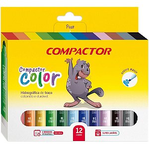 Caneta Hidrografica Jumbo Compactor Color C/12 Cores PCT.C/05