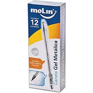 Caneta GEL Metalic 0,7MM. Prata CX.C/12