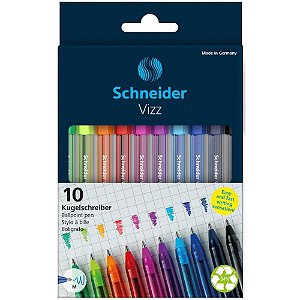 Caneta Esferografica VIZZ Media Schneider 10 Cores Estojo