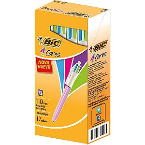 Caneta Esferografica BIC 4 Cores Refresh Corpo Rosa CX.C/12