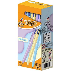 Caneta Esferografica BIC 4 Cores Pastel Sortidas CX.C/12