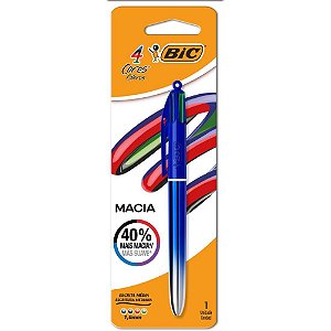 Caneta Esferografica 4 Cores Semi GEL Azul Blister