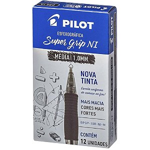 Caneta Esferografica Retratil BPGP-S Supergrip 1.0MM Preta CX.C/12