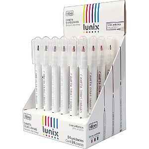 Caneta com Ponta Porosa Lunix Duas Linhas Sortido