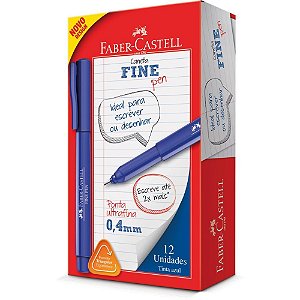Caneta com Ponta Porosa Fine Pen 0,4MM ULTRA Fina Azul CX.C/12