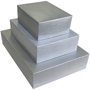 Caixa para Presente com Tampa Viena GD 25,5X35X7,5 Prata PCT.C/10