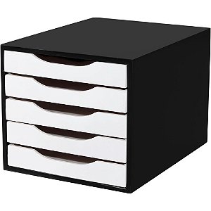 Caixa Correspondencia Madeira Arquivo 05 Gavetas PRETO/BR