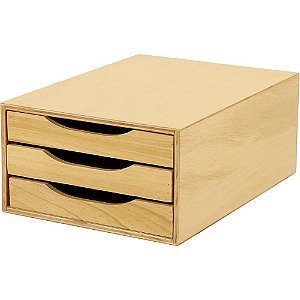 Caixa Correspondencia Madeira Arquivo 03 Gavetas Madeira