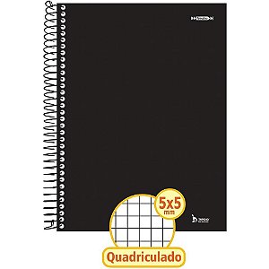 Caderno Quadriculado Univers. 5X5MM 96F Espiral Preto CD C/04