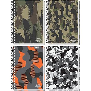 Caderno Espiral 1/4 Capa Dura Camuflagem 96 Folhas PCT.C/04
