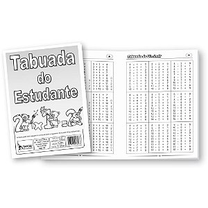 Caderno de Tabuada Tabuada do Estudante 10 Folhas PCT.C/50