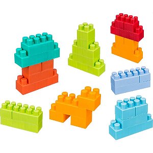 Brinquedo para Montar Balde Carrinho de Puxar 50PCS