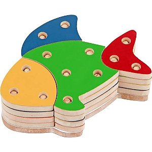 Brinquedo para Montar Peixe MDF TROQUE/ENCAIXE 16PCS