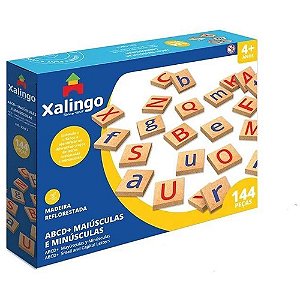 Brinquedo Pedagogico Madeira ABC MAIUSCULAS/MINUSCUL. 144PC