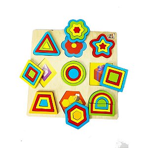 Brinquedo Pedagogico Madeira Encaixe Divertido FORMAS/CORES