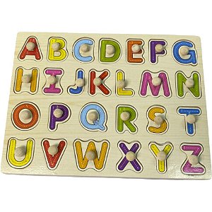 Brinquedo Pedagogico Madeira Encaixe Divertido Letras