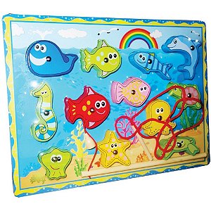 Brinquedo Pedagogico Madeira Pescaria Divertida