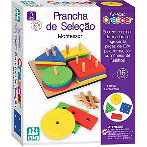 Brinquedo Pedagogico Madeira Prancha de Selecao 16PCS