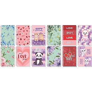 Caderneta Espiral Capa Dura Decorada 1/8 64F 12 Modelos PCT.C/05