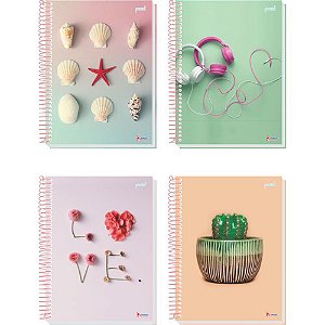 Caderno 01X1 Capa Dura Pastel 80 Folhas PCT.C/04