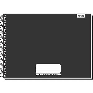 Caderno Desenho Milimetrado Preto Liso 96F UNIV Espiral CD PCT.C/04