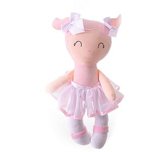 Pelucia Boneca Bia Cabelo Rosa 34CM