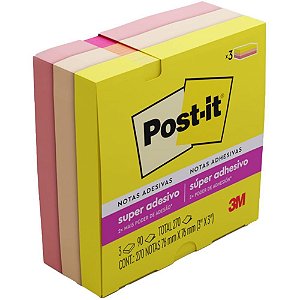 Bloco de Recado POST-IT 76MMX76MM Alegria 90FLS PCT.C/03