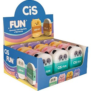 Apontador com Deposito Decor. CIS FUN C/BORRACHA 4 Modelos DP.C/12