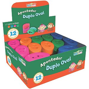 Apontador com Deposito 2 Furos Leo e Leo OVAL Cores CX.C/12