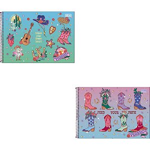 Caderno Desenho UNIV Capa Dura WEST GIRL 80FLS Espiral PCT.C/04