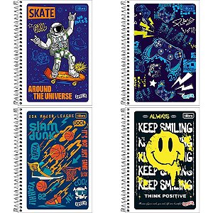 Caderno Espiral 1/4 Flexivel Spice Masculino 80 Folhas PCT.C/06