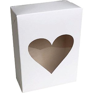 Caixa para Presente com Tampa GD 35X25,5X7,5 Branca Coracao PCT.C/10