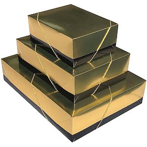 Caixa para Presente com Tampa Paris MD 19X26X7,5 ELAST. Dour PCT.C/10