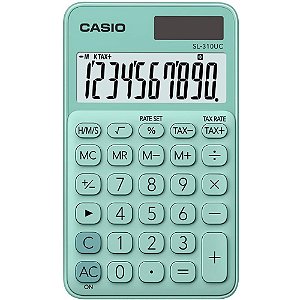 Calculadora de Bolso 10 DIG. Verde SOL/BAT.FUN.H/TX