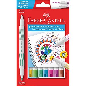 Caneta Hidrografica Contorna e Pinta 10CORES 2PONT PCT.C/06