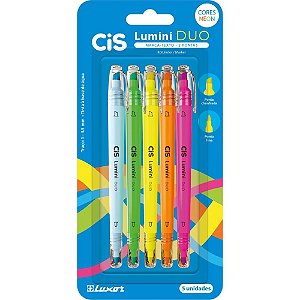 Caneta Marca Texto CIS Lumini Duo 5 Cores Blister