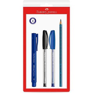 Kit Escolar Office Azul 4PCS Blister