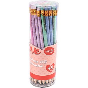 Lapis Preto Sextavado Decorado Love GRID (S) POTE-48