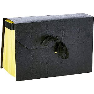 Pasta Sanfonada Papel Duplicata 31 DIV Preta Luxo