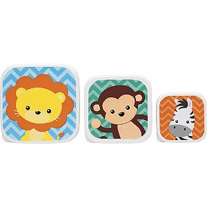 Pote Plastico KIT C/3 Potes Animais KIT