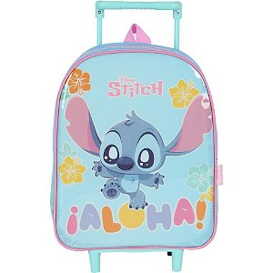 Mochila Infantil com Rodinha STITCH Verde P