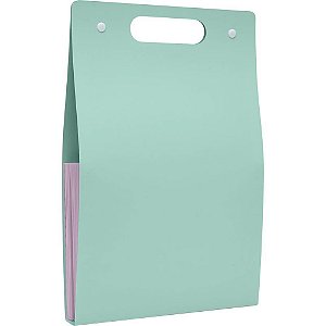 Pasta Sanfonada Plastica A4 12 Divisoes Vertical Verde