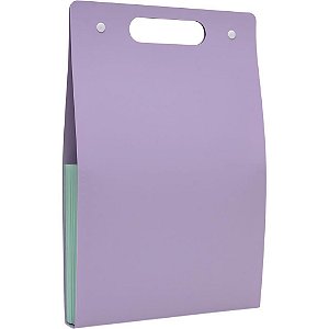 Pasta Sanfonada Plastica A4 12 Divisoes Vertical Lilas