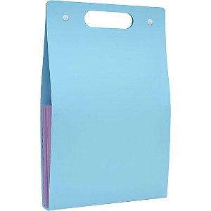 Pasta Sanfonada Plastica A4 12 Divisoes Vertical Azul P